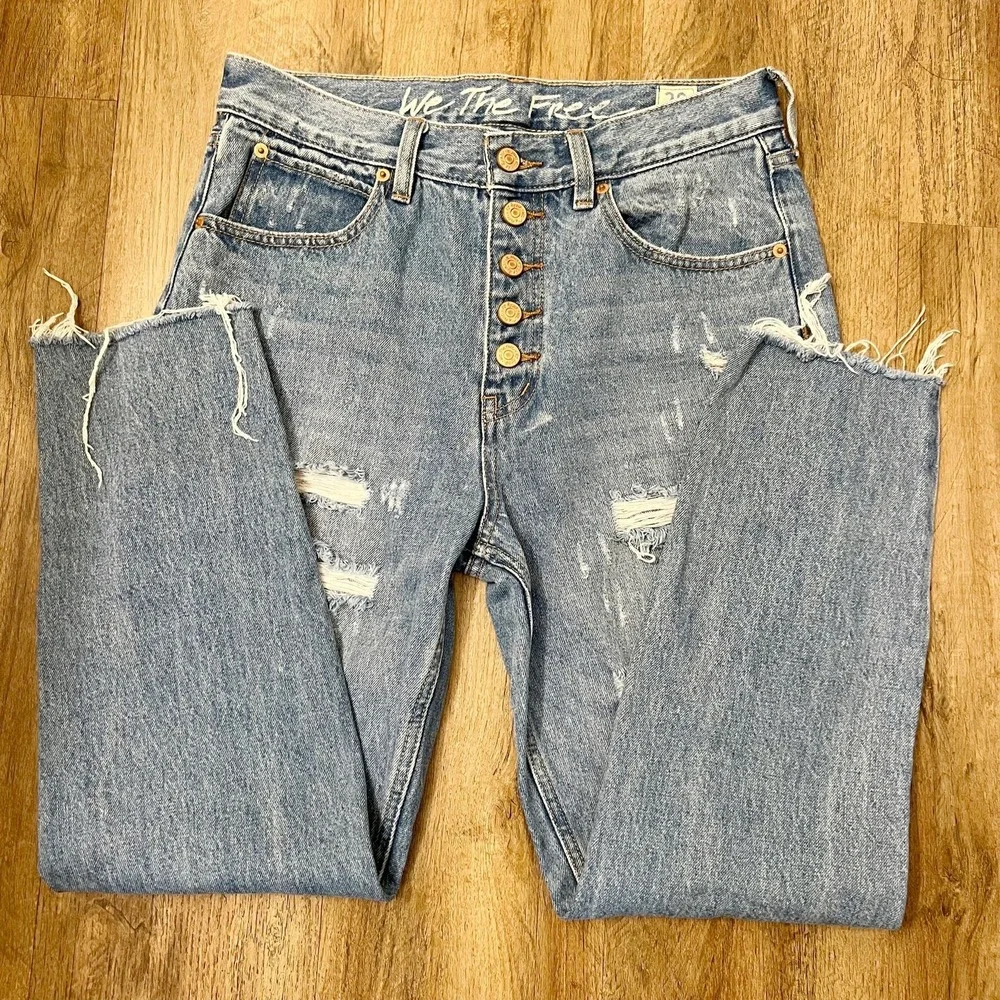Free People We The Free Blossom Rigid Skinny Jeans‎ in Blue
